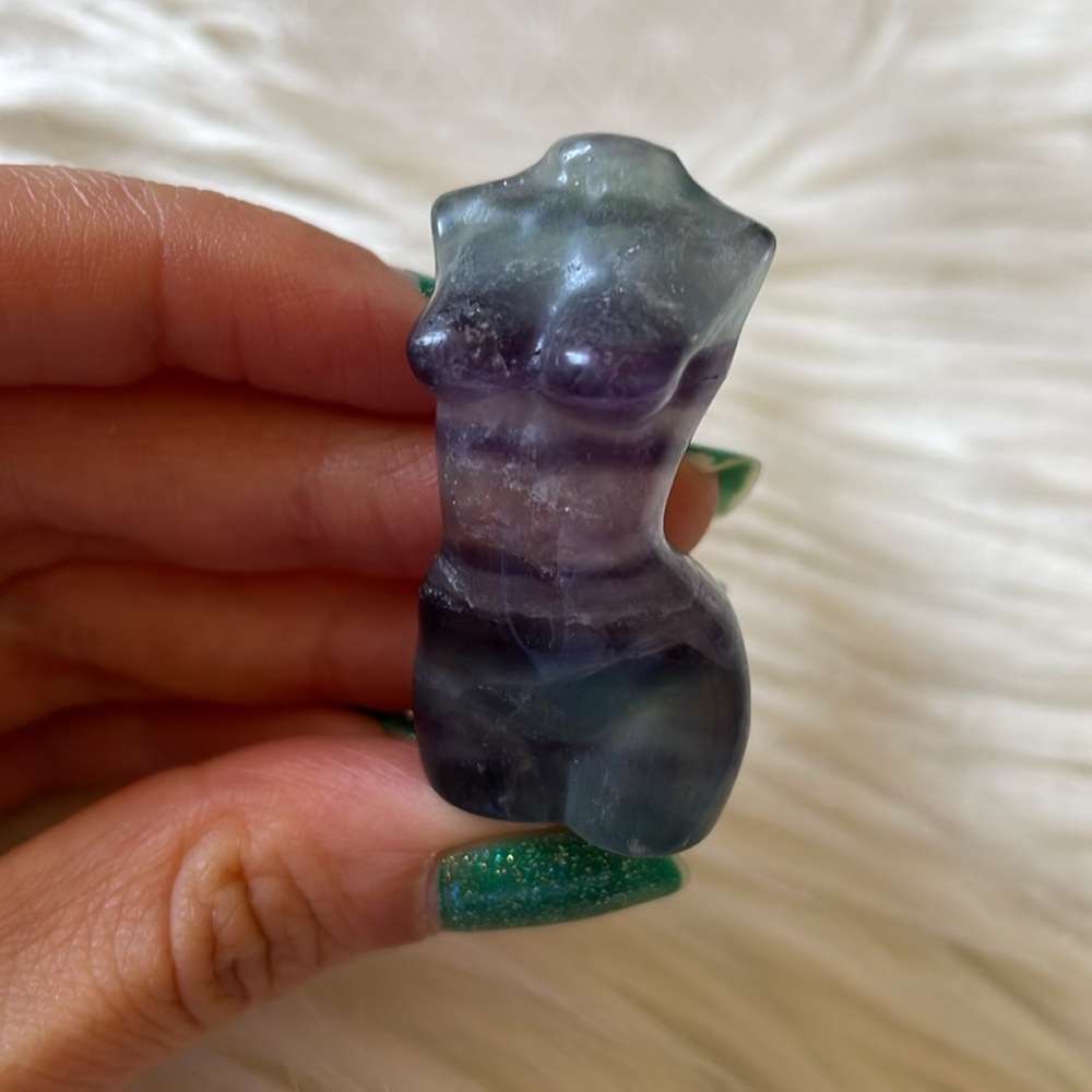 Small fluorite women’s goddess body carving